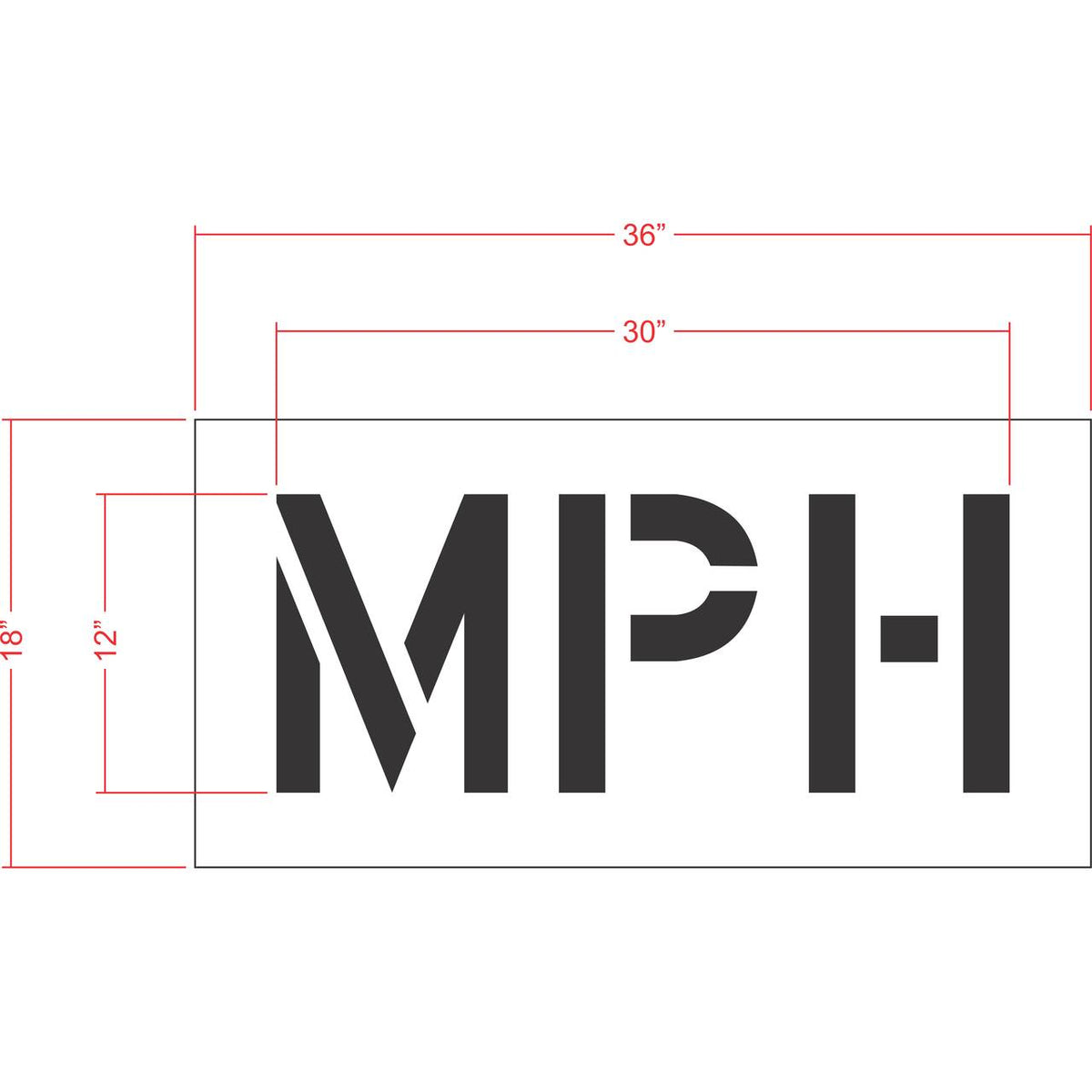 12 inch MPH pavement marking stencil for speed limit and traffic control striping applications
