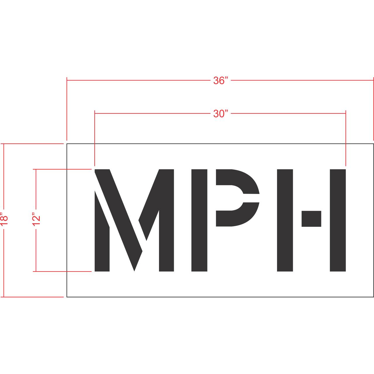 12 inch MPH pavement marking stencil for speed limit and traffic control striping applications

