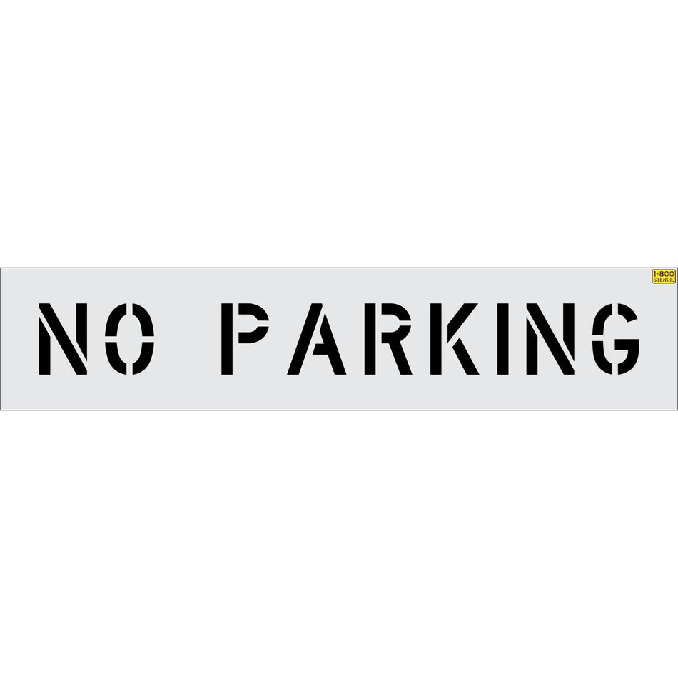 6 inch NO PARKING stencil for curb, parking lot, and municipal pavement marking applications