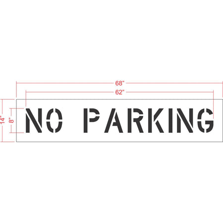 8 inch NO PARKING pavement marking stencil for parking lot and commercial traffic control striping applications