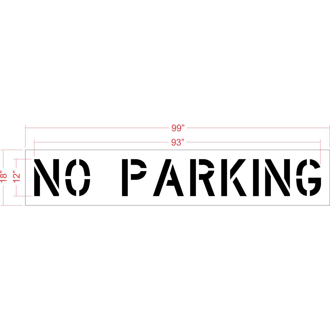 12 inch NO PARKING stencil for parking lot and curb pavement marking applications