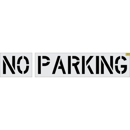 18 inch NO PARKING stencil for parking lot, curb, and municipal pavement marking applications
