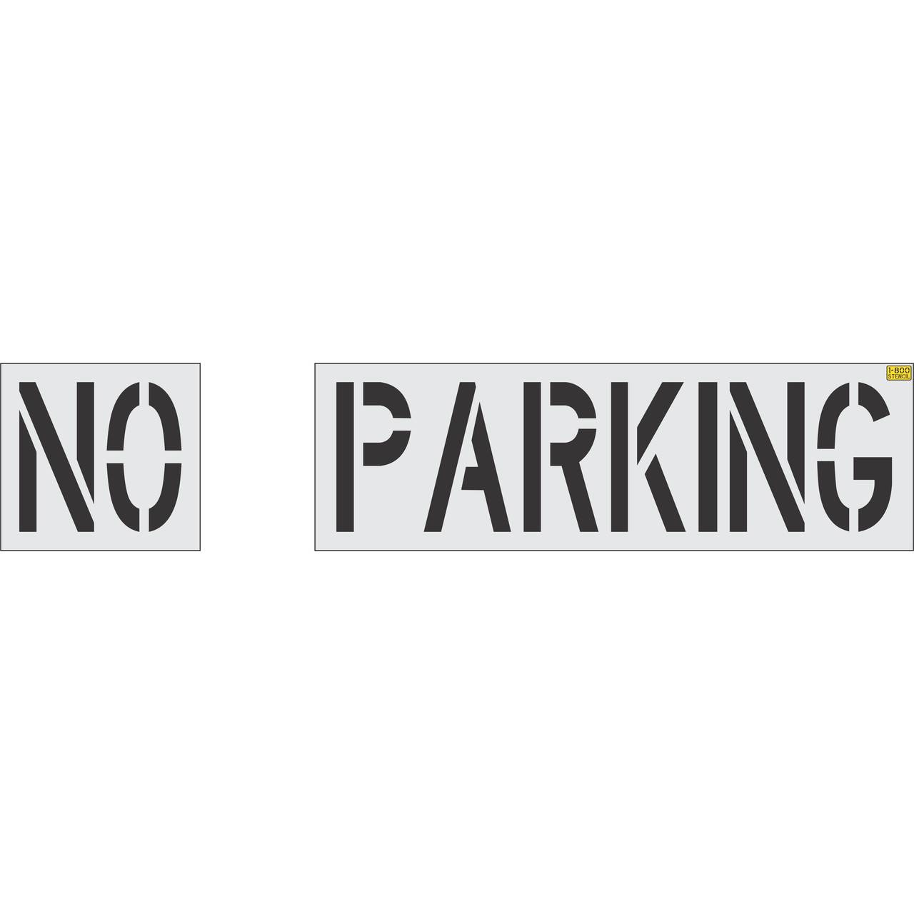 24 inch NO PARKING stencil for parking lot, curb, and municipal pavement marking applications
