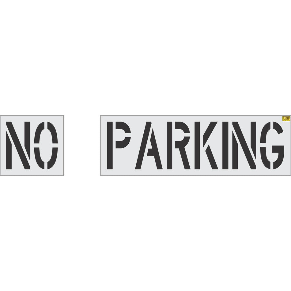 24 inch NO PARKING stencil for parking lot, curb, and municipal pavement marking applications