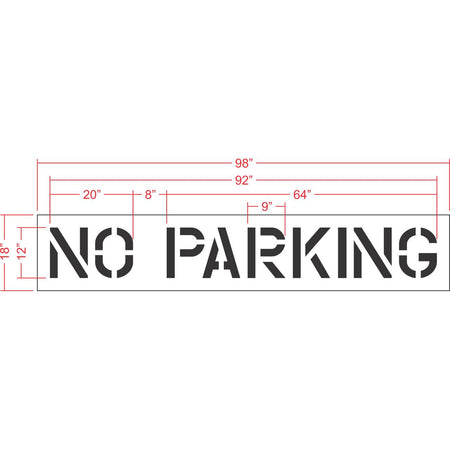 12 inch NO PARKING Legacy pavement marking stencil for parking lot and commercial traffic control striping applications