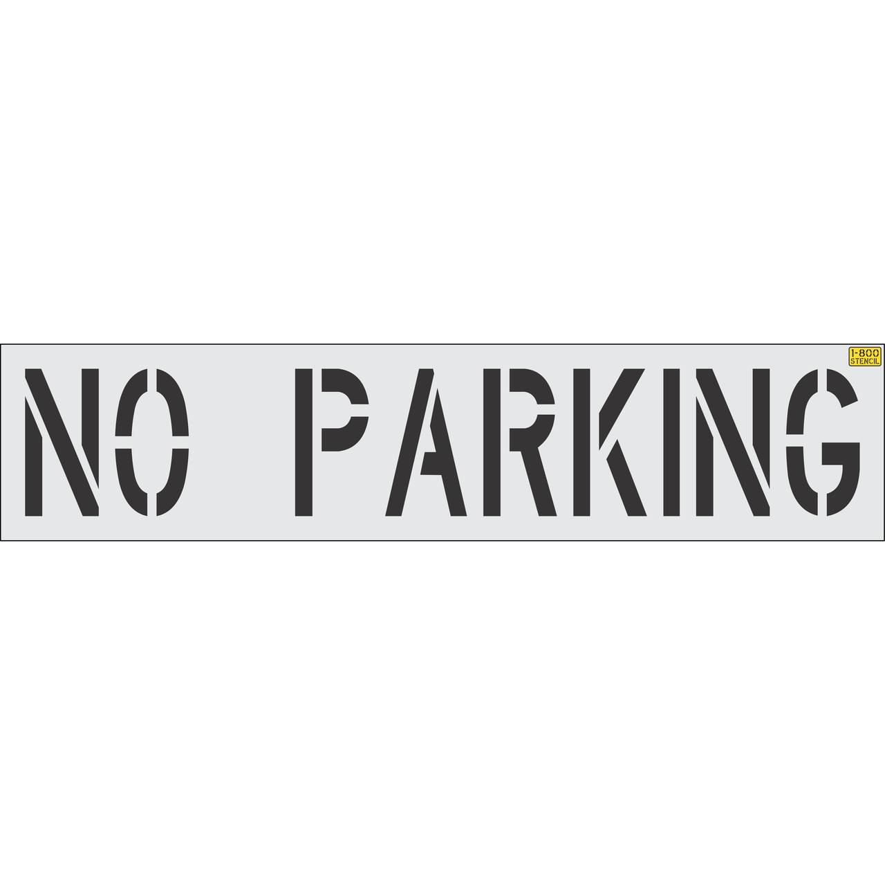 18 inch NO PARKING narrow pavement marking stencil for parking lot and commercial traffic control striping applications