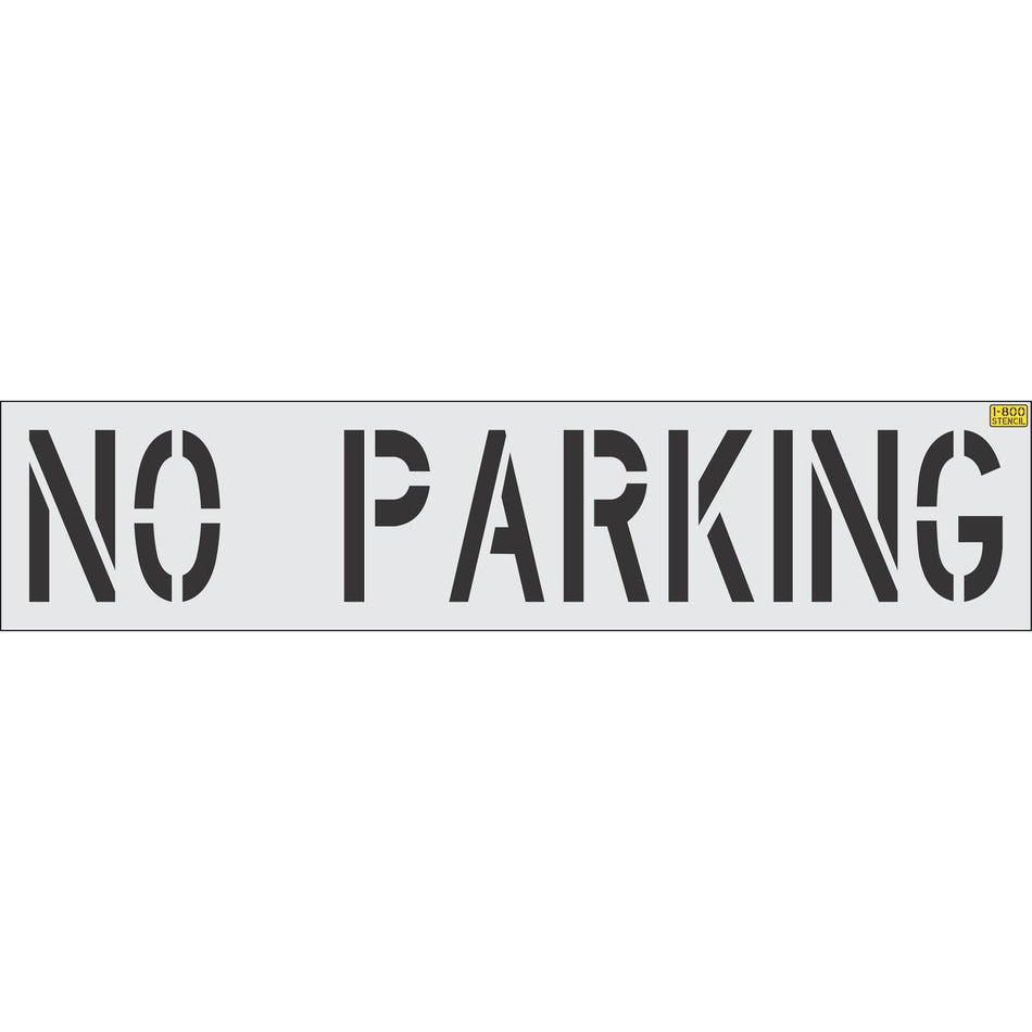 18 inch NO PARKING narrow pavement marking stencil for parking lot and commercial traffic control striping applications
