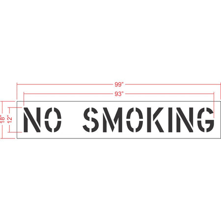 12 inch NO SMOKING stencil for warehouse and commercial pavement marking applications