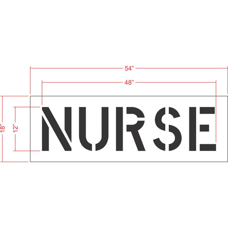 12 inch NURSE pavement marking stencil for hospital and healthcare facility parking lot striping applications