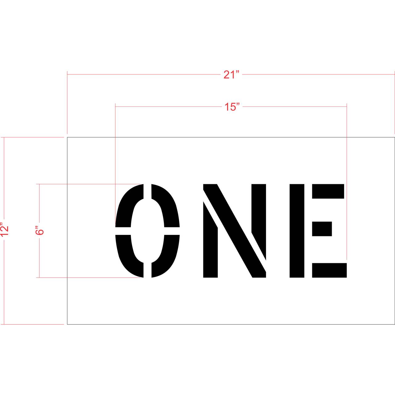 6 inch ONE stencil for small-format roadway and parking lot directional pavement striping applications