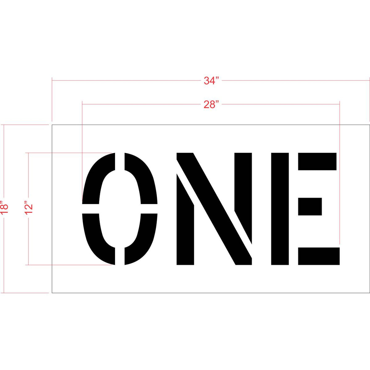 12 inch ONE stencil for directional roadway and parking lot pavement striping applications