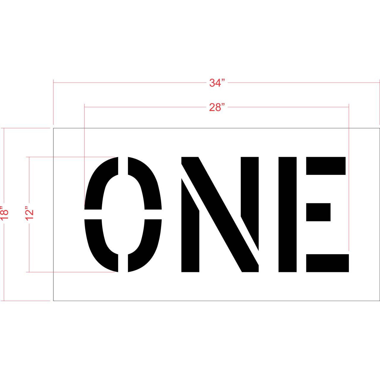 12 inch ONE stencil for directional roadway and parking lot pavement striping applications