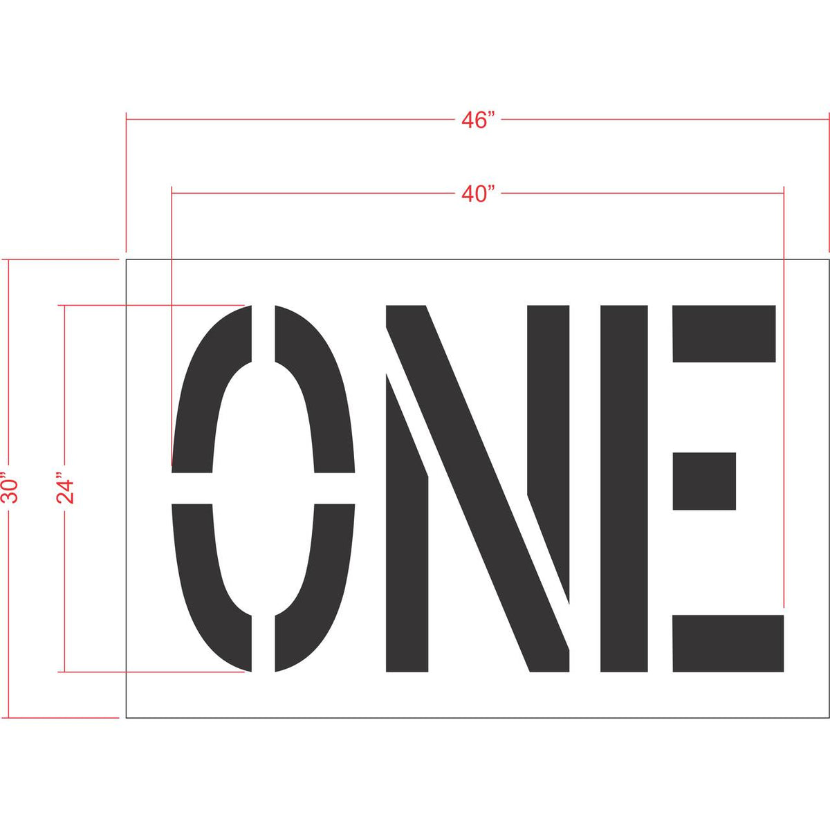 24 inch ONE stencil for directional roadway and parking lot pavement striping applications