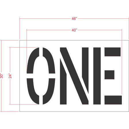 24 inch ONE stencil for directional roadway and parking lot pavement striping applications