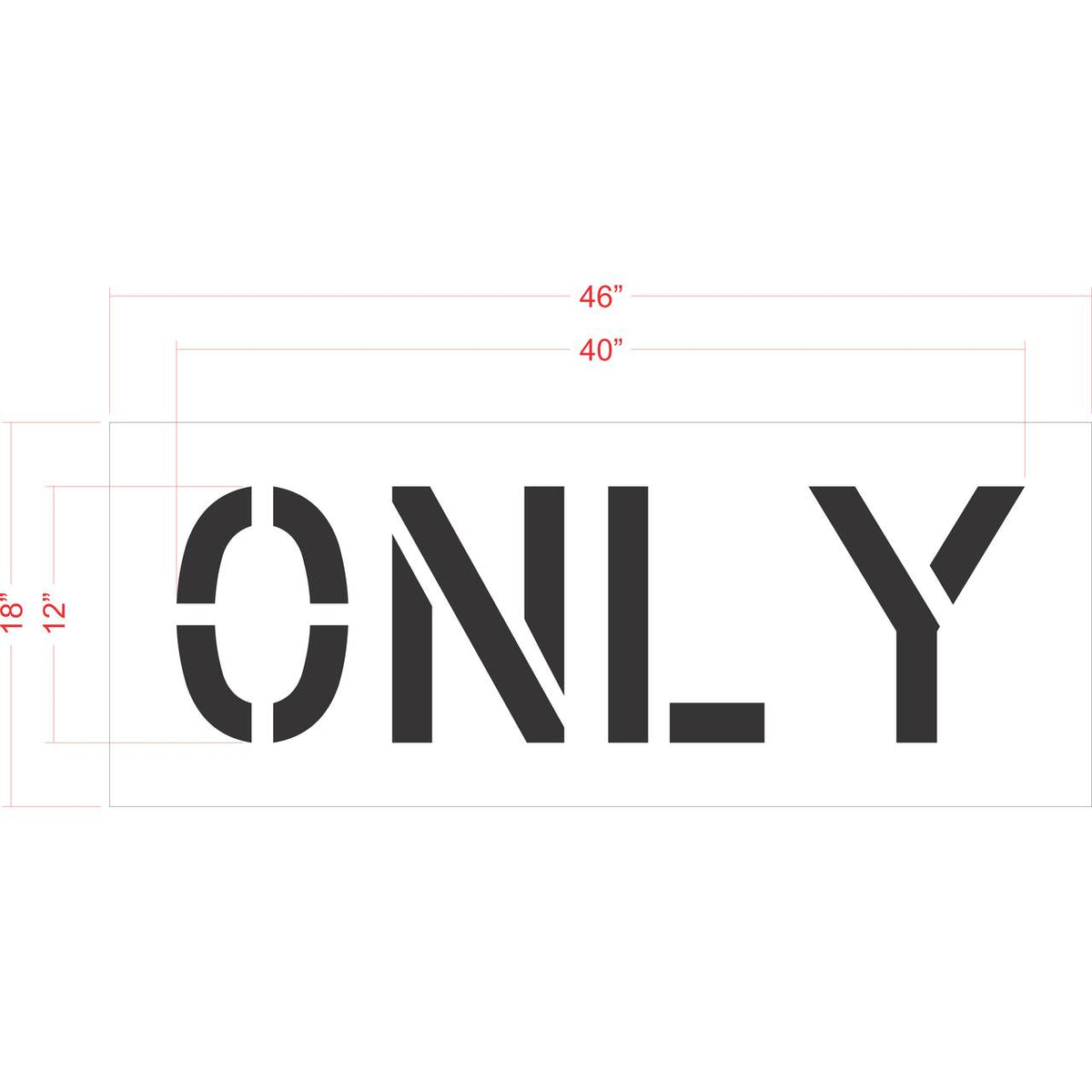 12 inch ONLY stencil for directional roadway and parking lot pavement striping applications