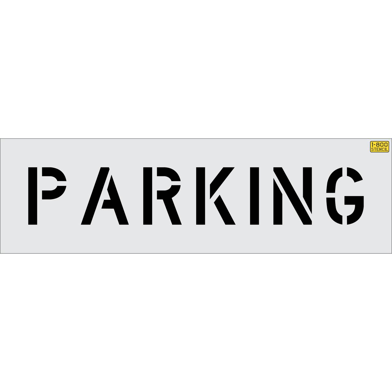 6 inch PARKING stencil for small-format parking lot and curb pavement striping applications