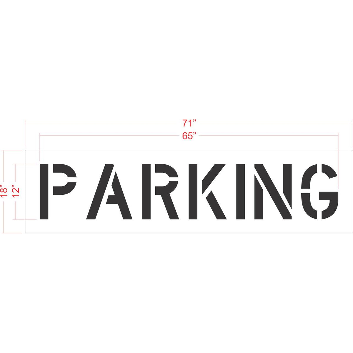 18 inch PARKING stencil for commercial parking lot and roadway pavement striping applications