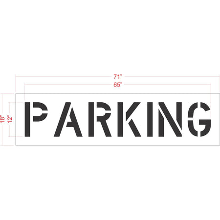 18 inch PARKING stencil for commercial parking lot and roadway pavement striping applications