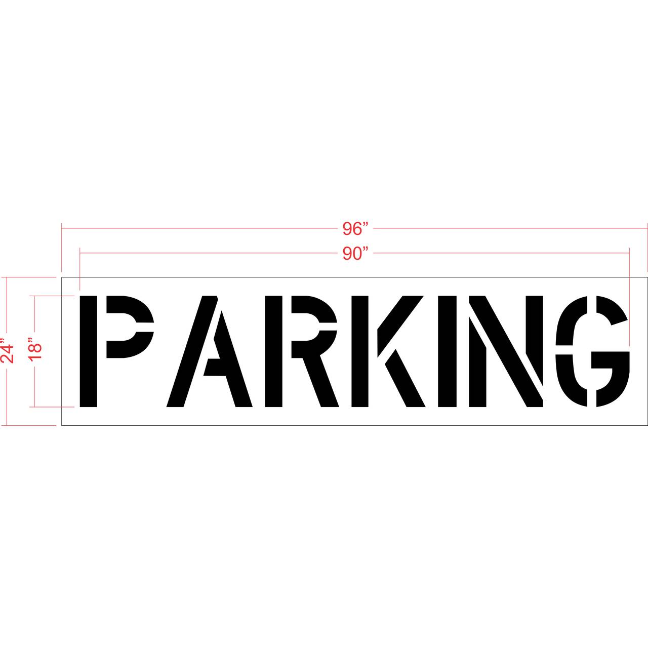 18" PARKING Stencil - High-quality stencil for pavement marking, durable and reusable