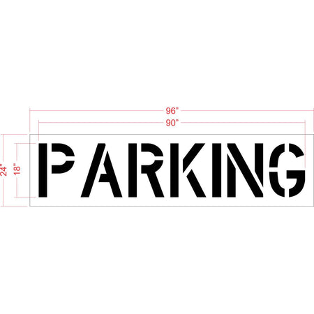 18" PARKING Stencil - High-quality stencil for pavement marking, durable and reusable