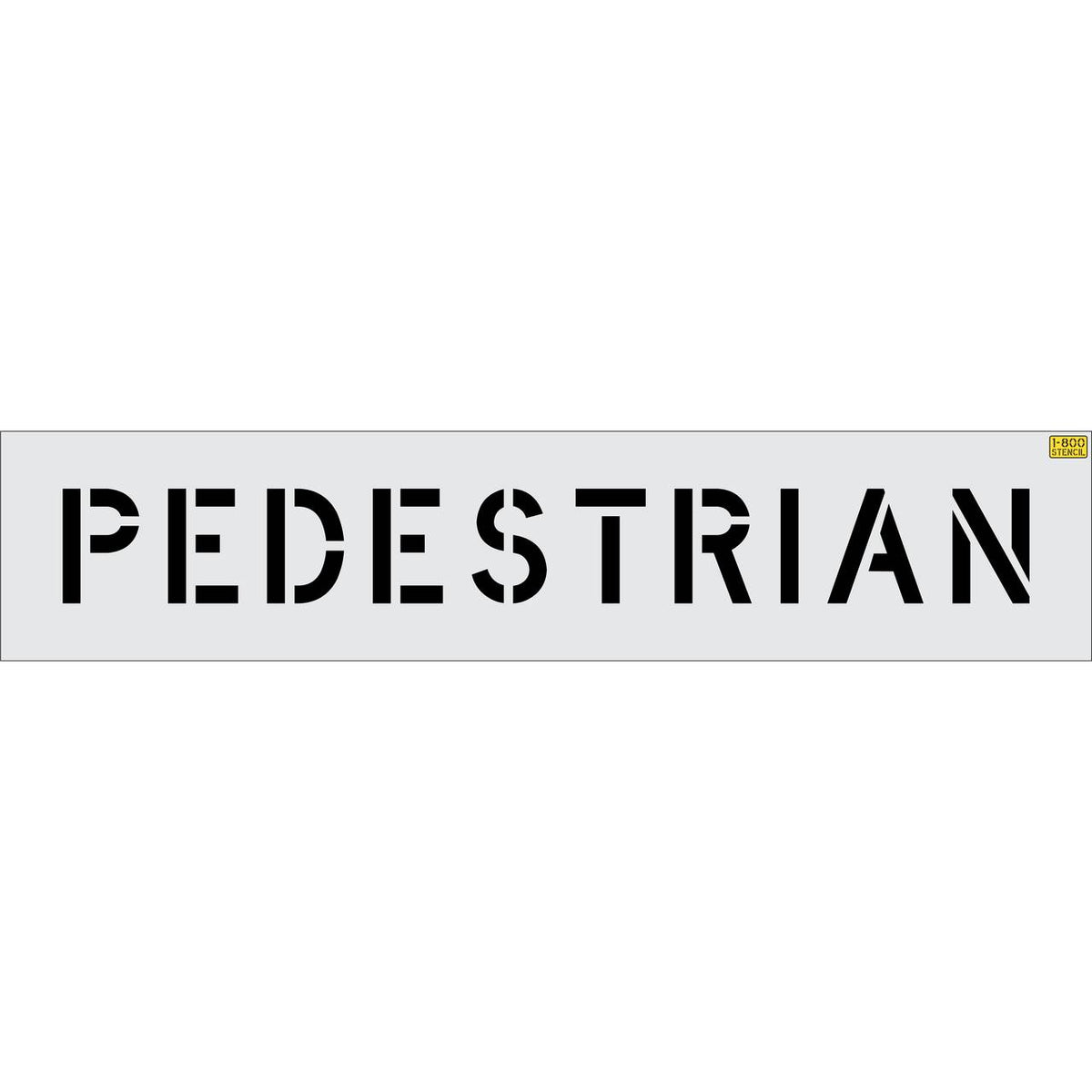 6 inch PEDESTRIAN stencil for small-format crosswalk and roadway pavement safety striping applications