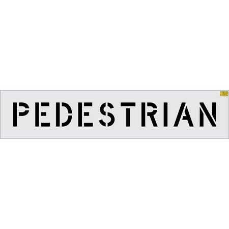 6 inch PEDESTRIAN stencil for small-format crosswalk and roadway pavement safety striping applications