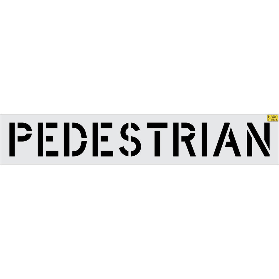 12 inch PEDESTRIAN stencil for crosswalk, roadway, and parking lot pavement safety striping applications