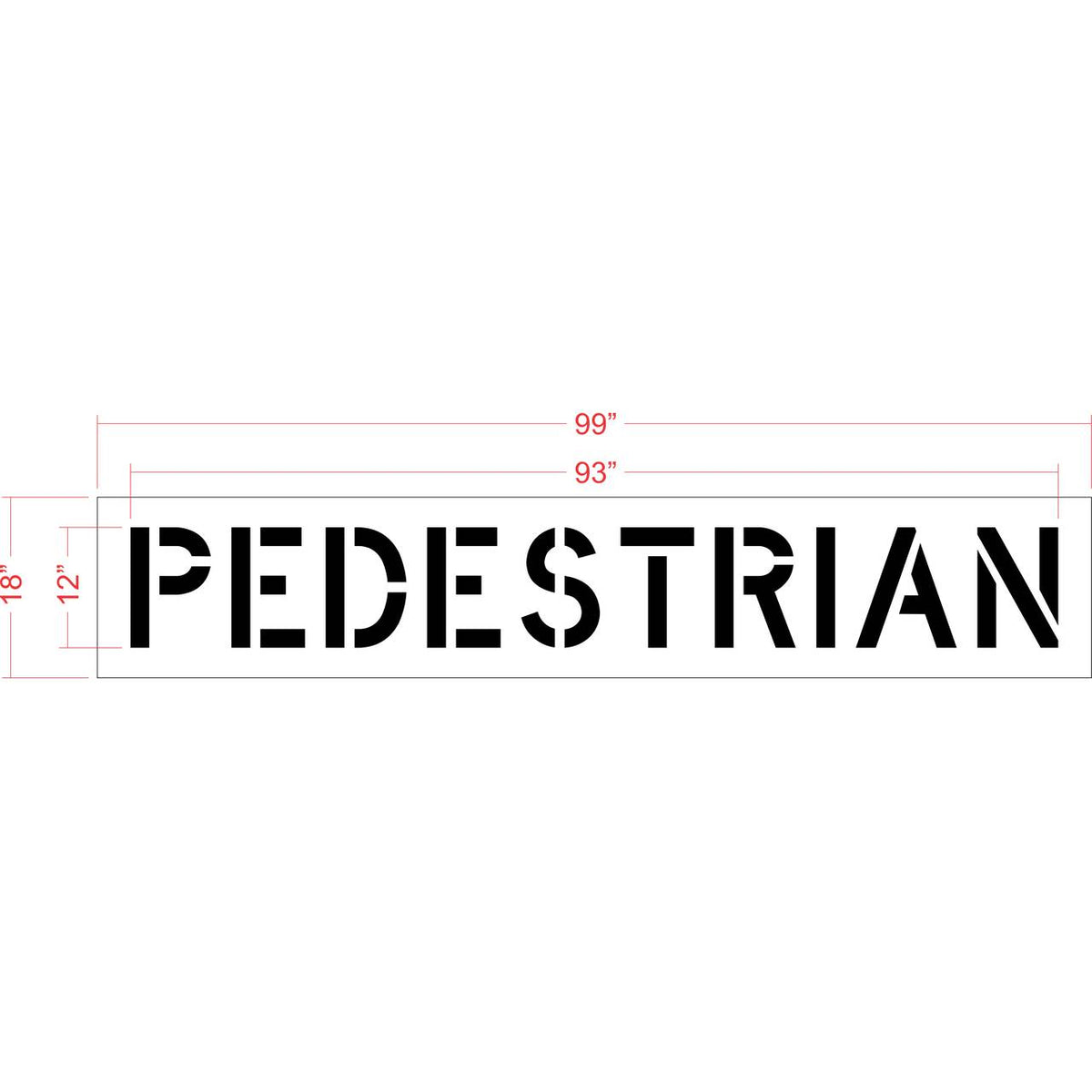 12 inch PEDESTRIAN stencil for crosswalk, roadway, and parking lot pavement safety striping applications