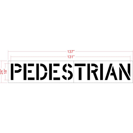 18 inch PEDESTRIAN pavement marking stencil for crosswalk and roadway safety striping applications