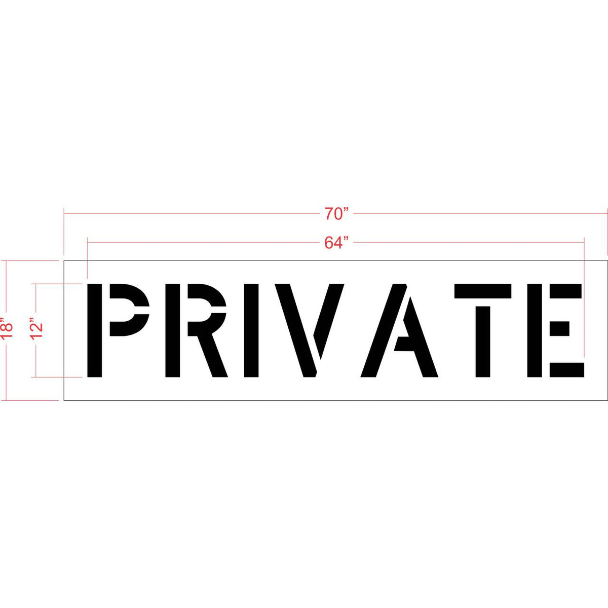 12 inch PRIVATE stencil for restricted parking and private property pavement striping applications