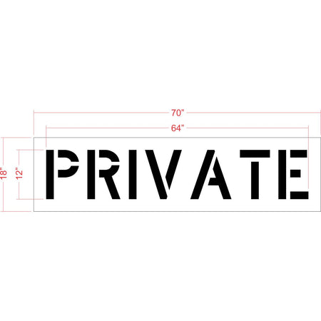 12 inch PRIVATE stencil for restricted parking and private property pavement striping applications