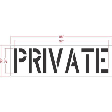 18 inch PRIVATE pavement marking stencil for restricted parking and commercial property striping applications