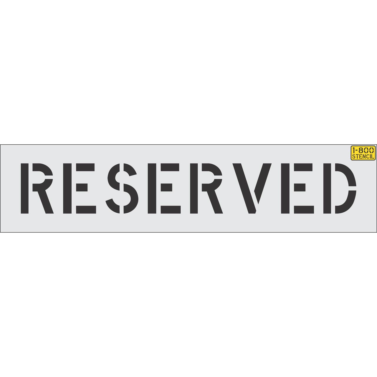 8 inch RESERVED pavement marking stencil for designated parking space striping applications