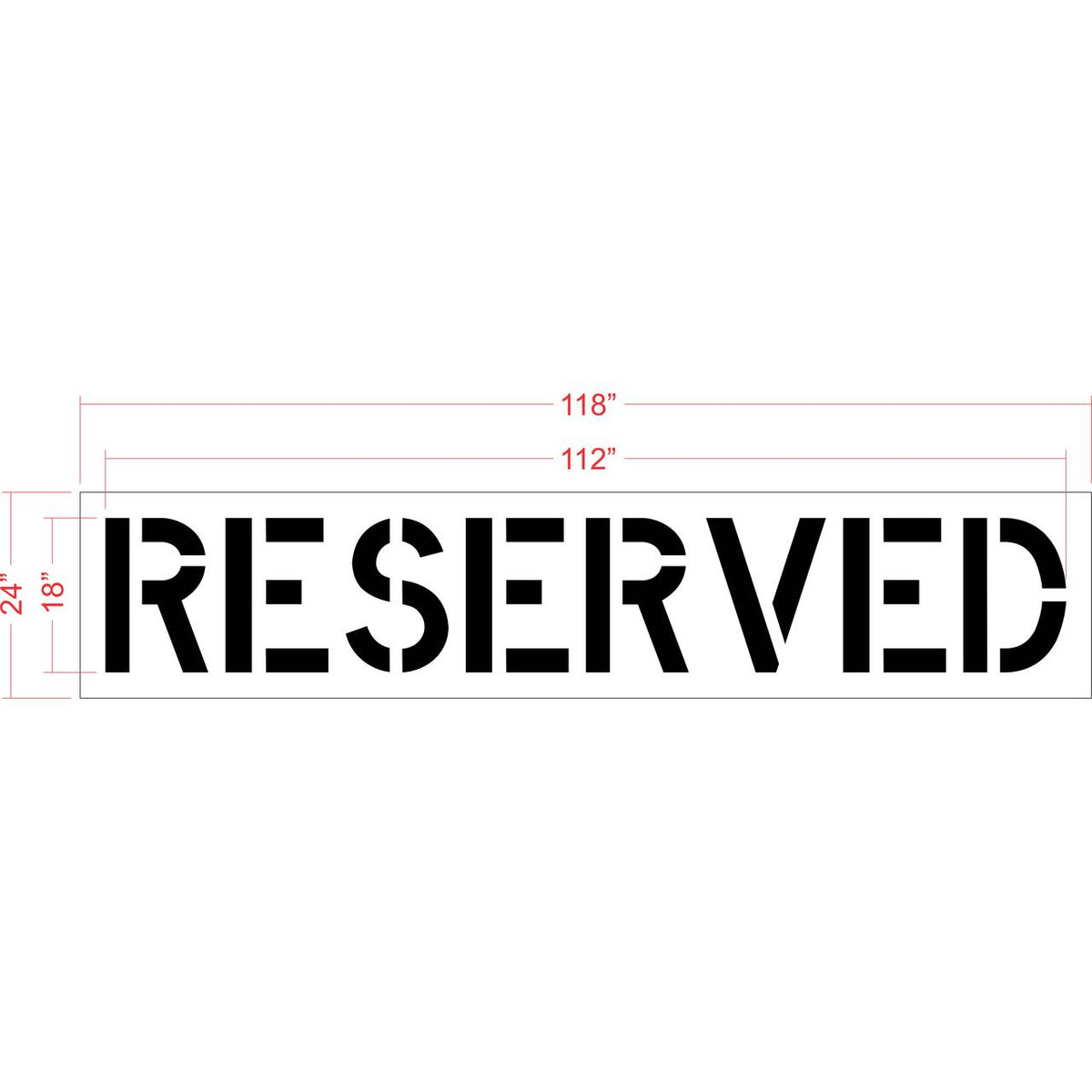 18 inch RESERVED stencil for parking lot and commercial pavement marking applications