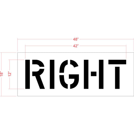 12 inch RIGHT stencil for directional parking lot and roadway pavement striping