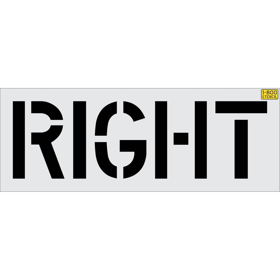 18 inch RIGHT stencil for directional parking lot and roadway pavement striping applications