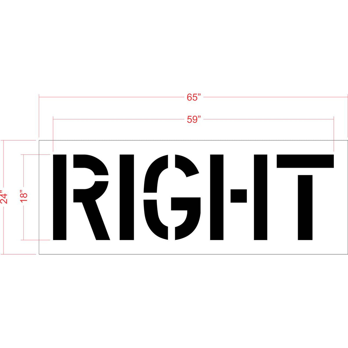 18 inch RIGHT stencil for directional parking lot and roadway pavement striping applications