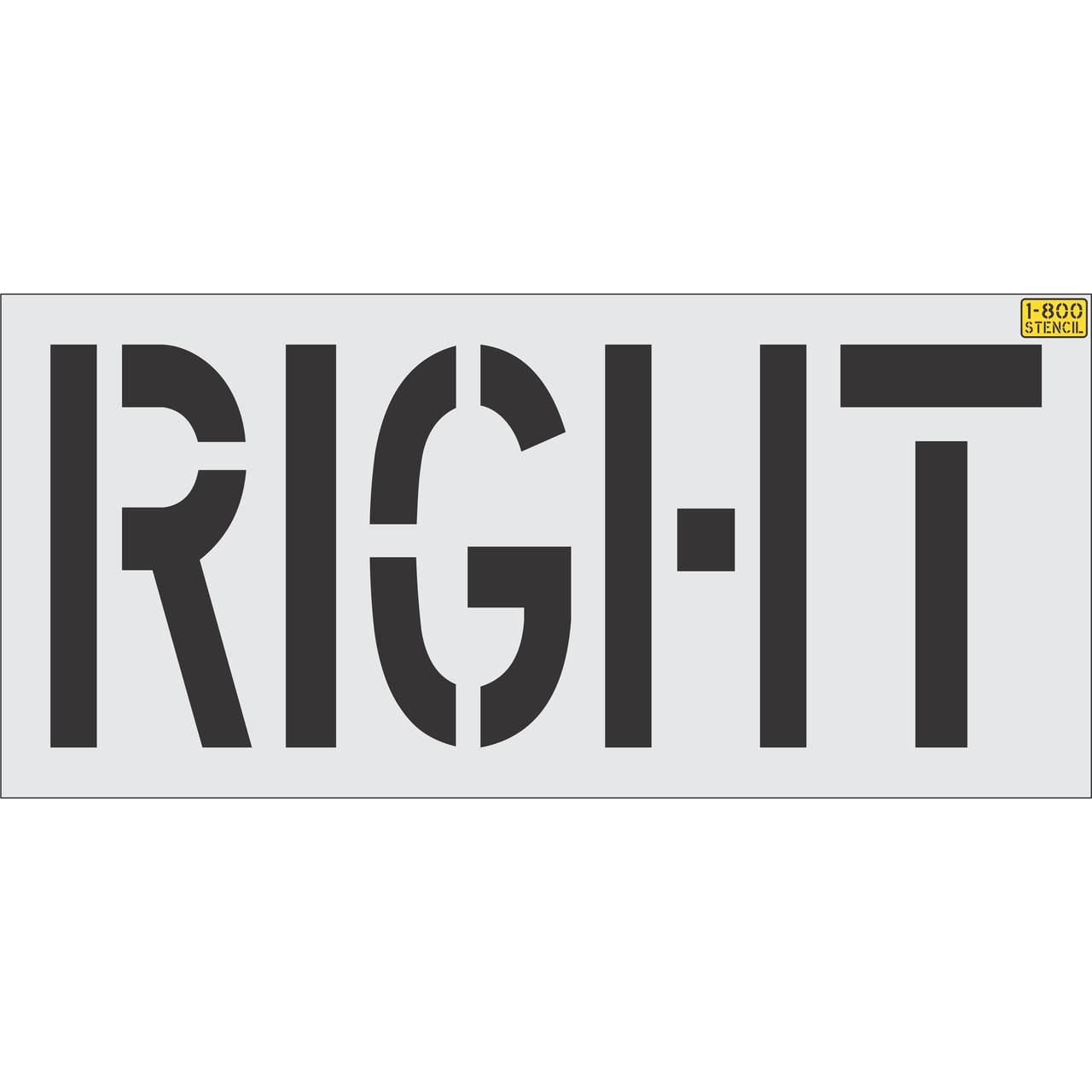 24 inch RIGHT stencil for directional parking lot and roadway pavement striping applications