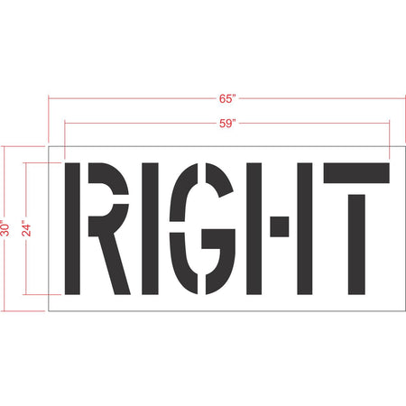 24 inch RIGHT stencil for directional parking lot and roadway pavement striping applications