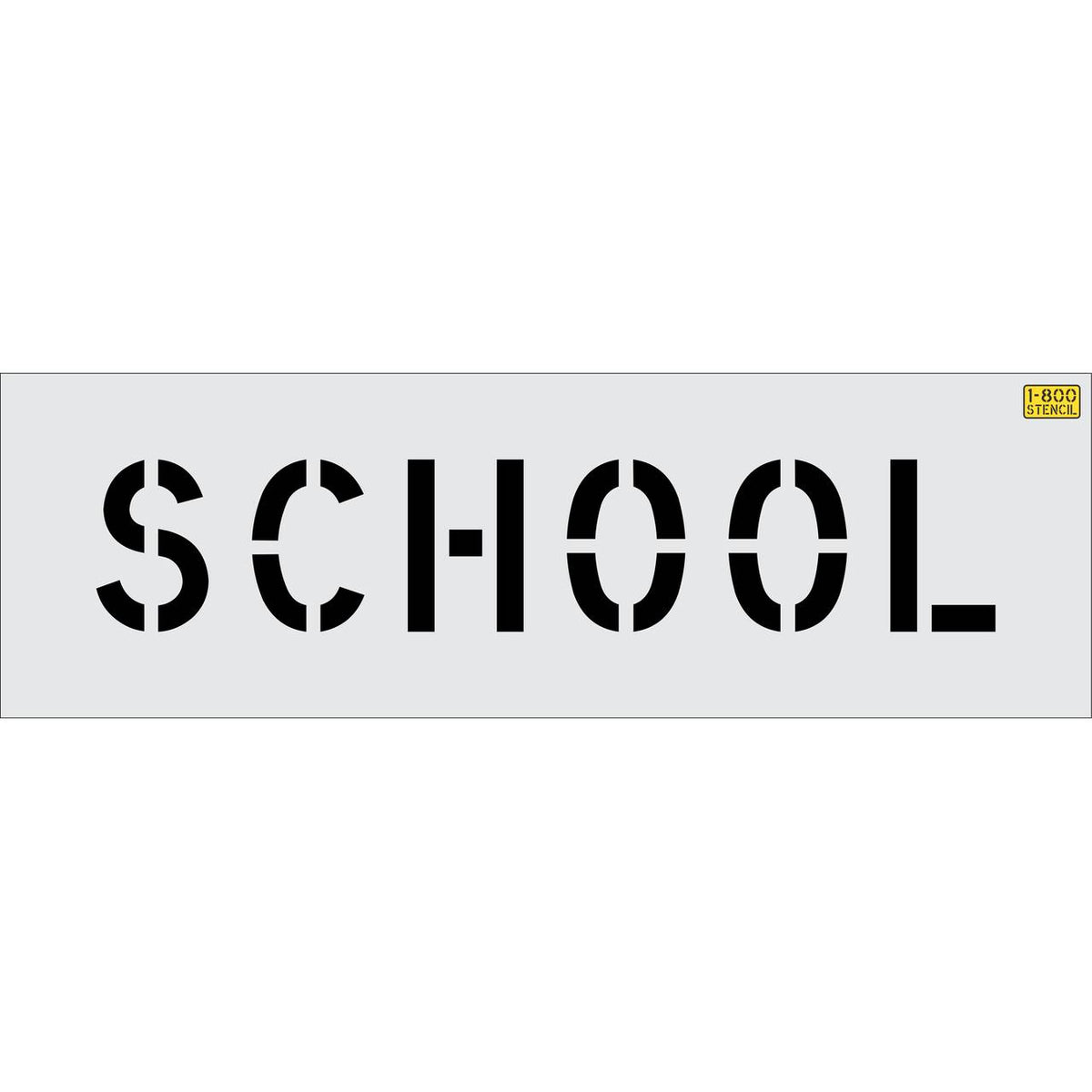 6 inch SCHOOL stencil for school zone, parking lot, and roadway pavement striping applications