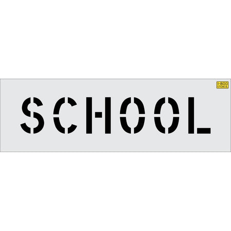 6 inch SCHOOL stencil for school zone, parking lot, and roadway pavement striping applications