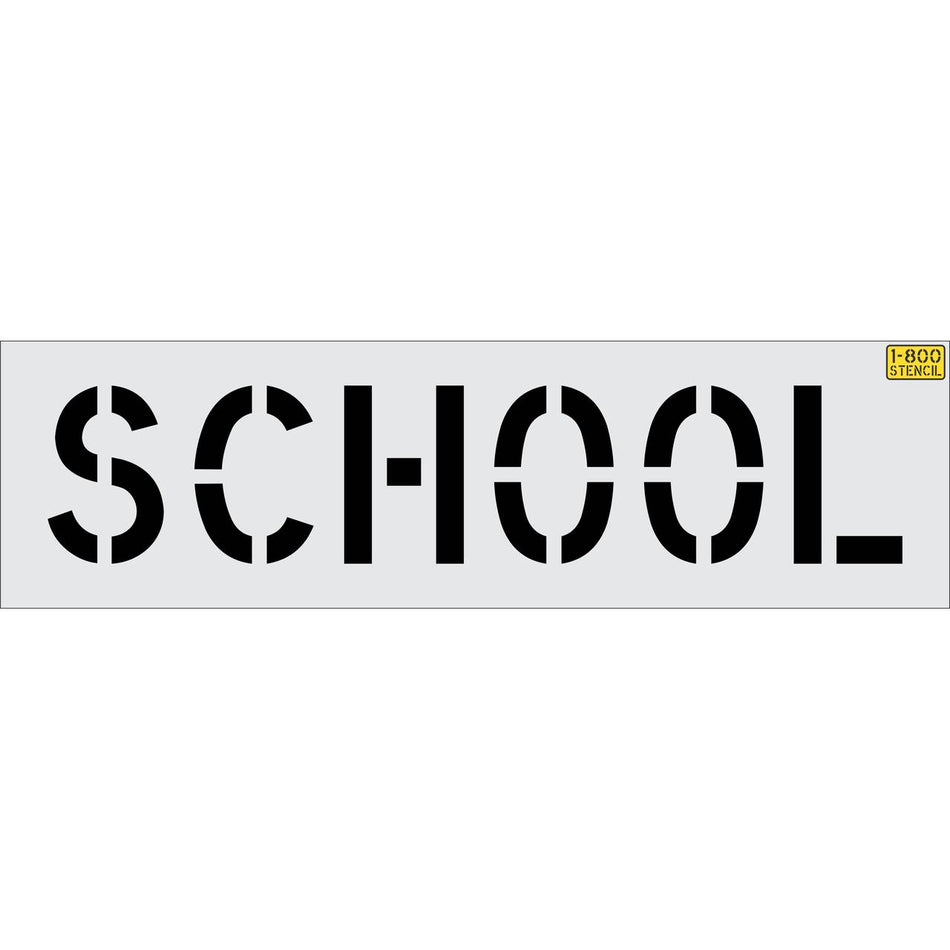 12 inch SCHOOL stencil for school zone and roadway pavement marking applications