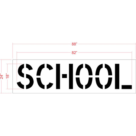 18 inch SCHOOL stencil for school zone and roadway pavement marking applications