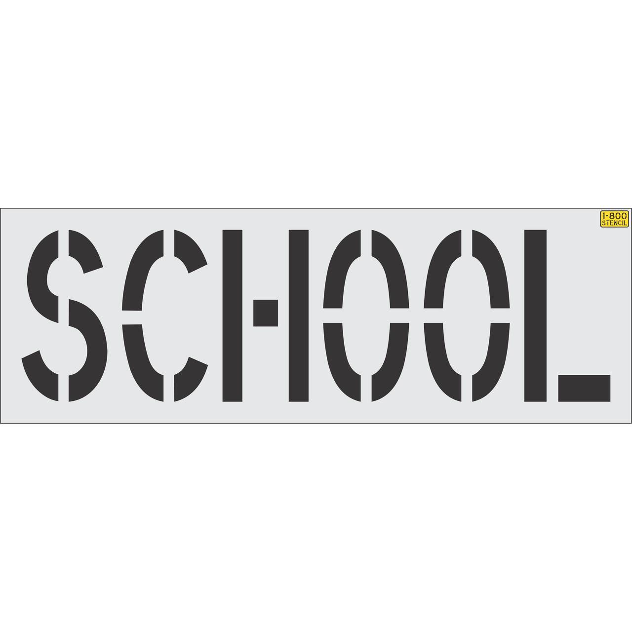 24 inch SCHOOL stencil for school zone and roadway pavement marking applications