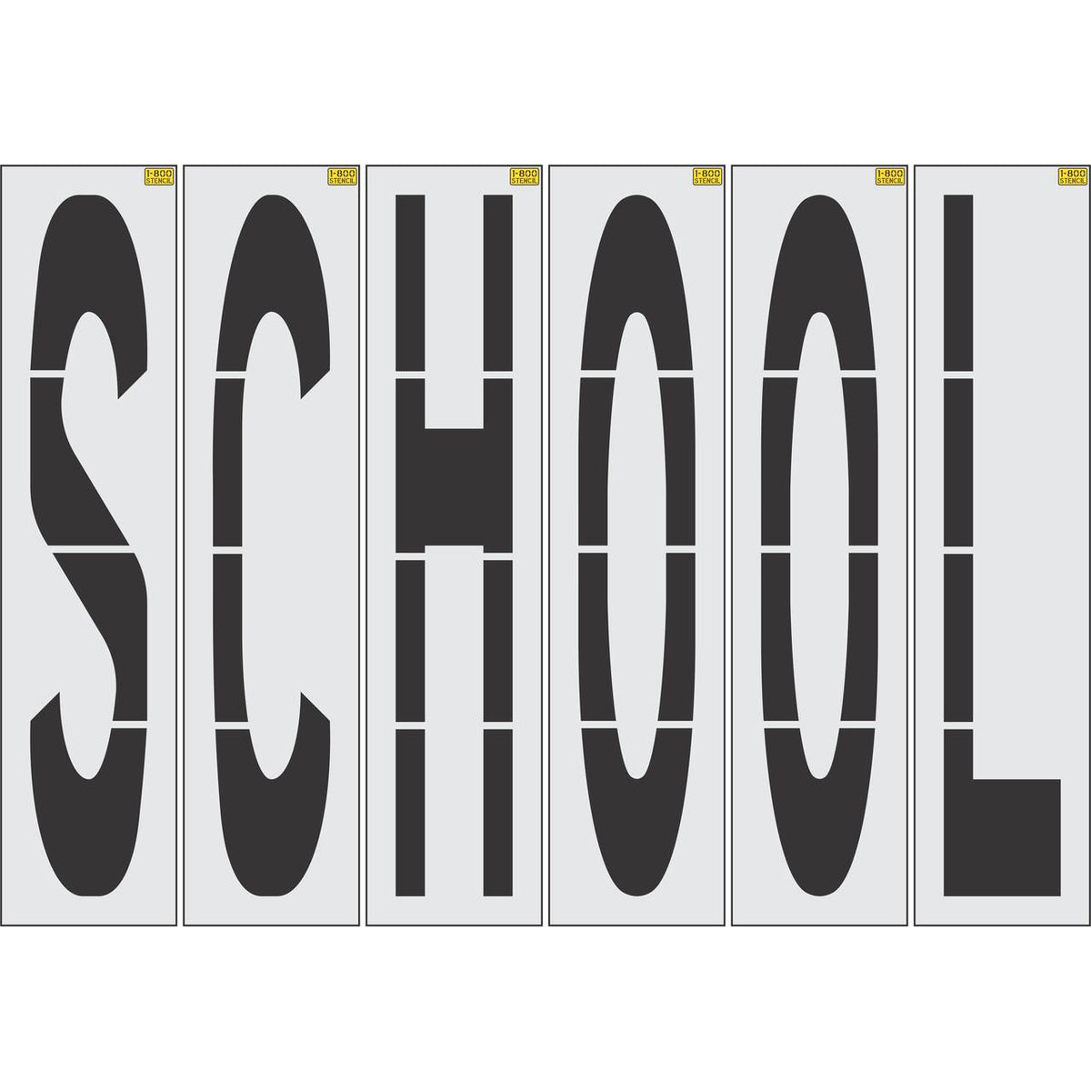 96 inch SCHOOL stencil for roadway and school zone pavement marking applications