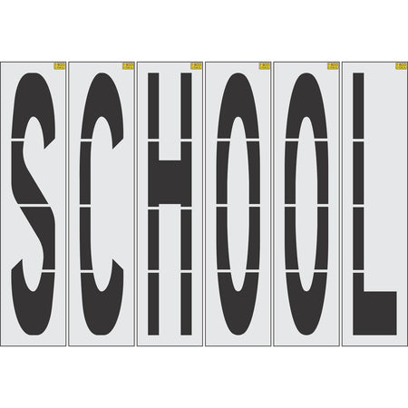 96 inch SCHOOL stencil for roadway and school zone pavement marking applications
