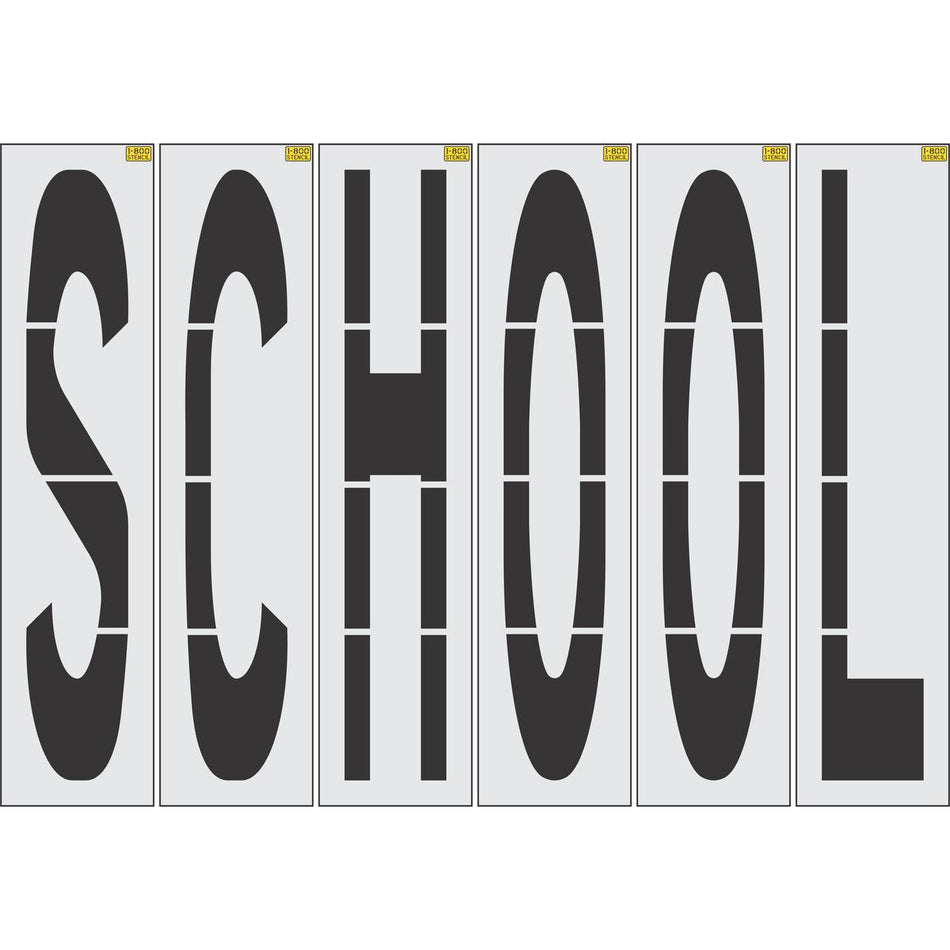 96 inch SCHOOL stencil for roadway and school zone pavement marking applications