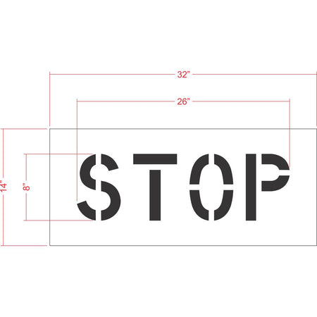 8 inch STOP pavement marking stencil for parking lot and commercial traffic control striping applications
