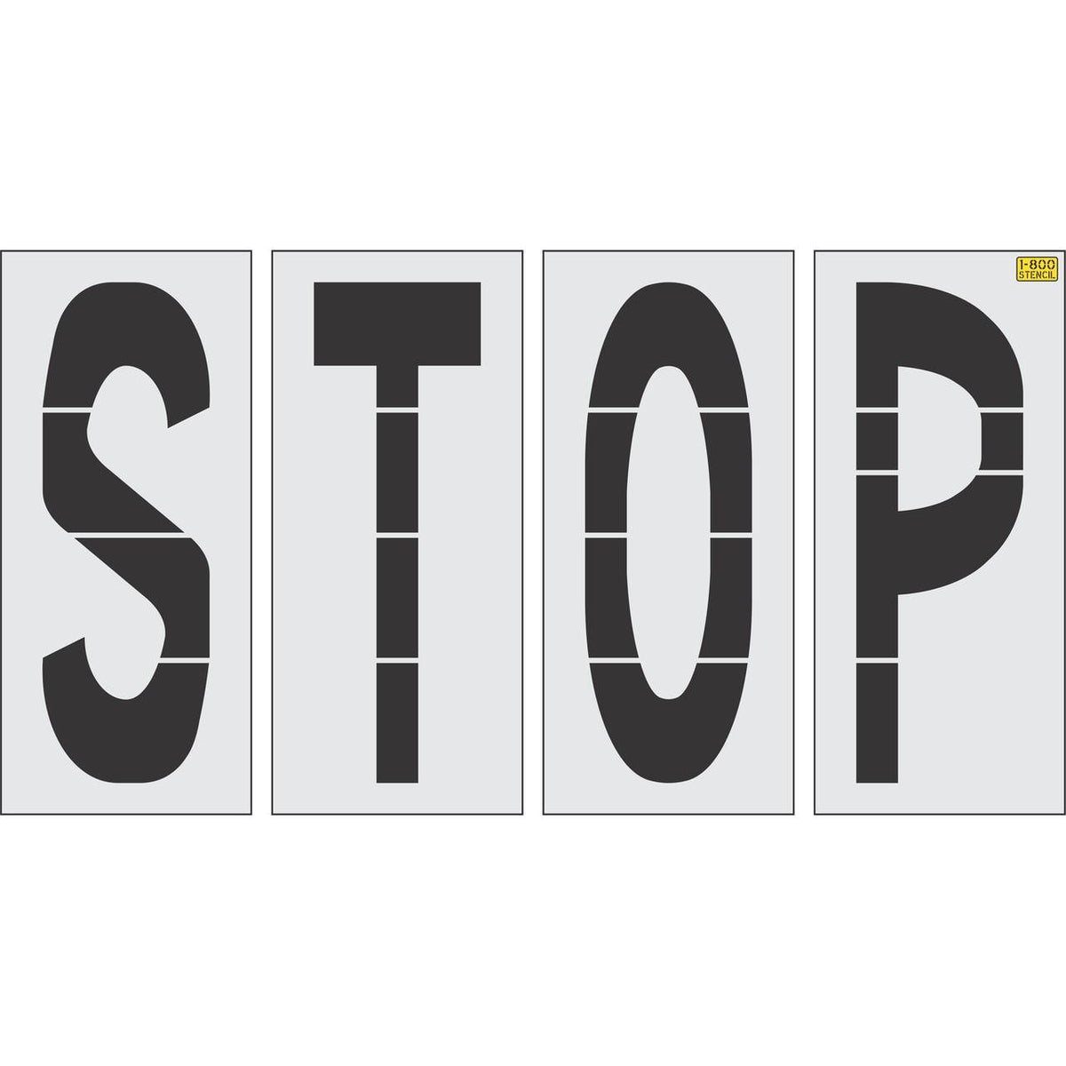 48 inch STOP stencil for roadway and parking lot pavement marking use