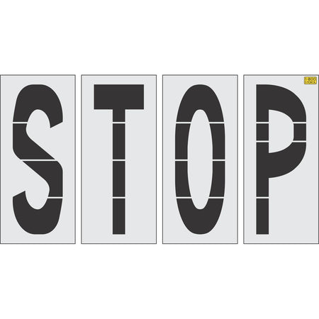 48 inch STOP stencil for roadway and parking lot pavement marking use